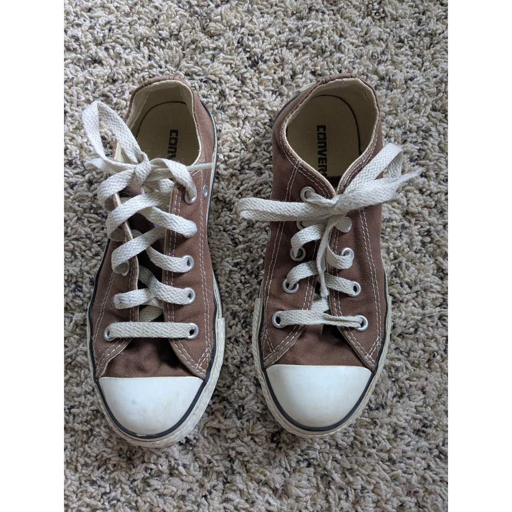 Converse Chuck Taylor All Star Low Top Brown Canvas Kids Sneakers Size 1 3Q1112 - Picture 2 of 8